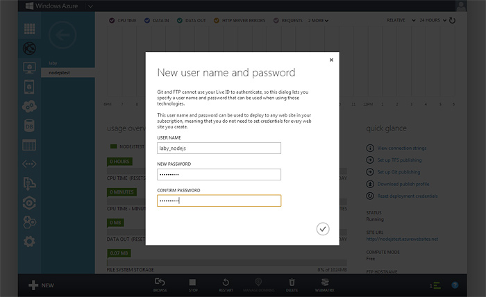 Логин и пароль Git в Windows Azure Web Site
