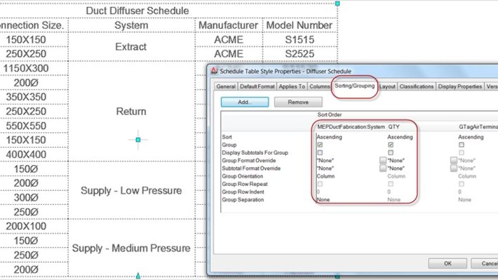 Новые возможности составления спецификаций в AutoCAD MEP для проектирования инженерных систем зданий позволяют группировать сходные данные и подводить промежуточные итоги